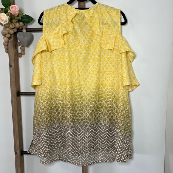 Catherines Cold Shoulder Yellow Brown‎ Blouse Size 2X - Picture 4 of 7